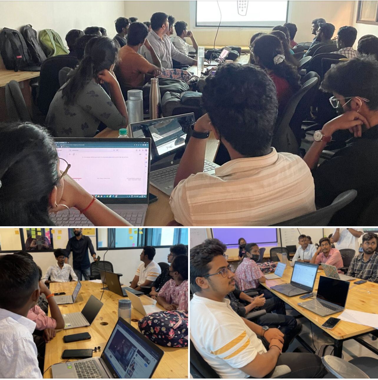 Learners working on laptops during a hands-on workshop